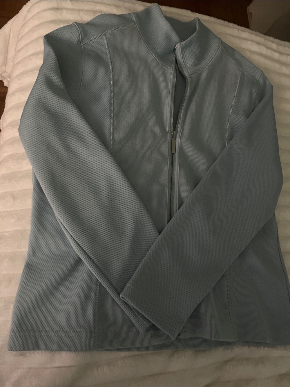 Women’s Light Blue Zip-Front Blazer Jacket